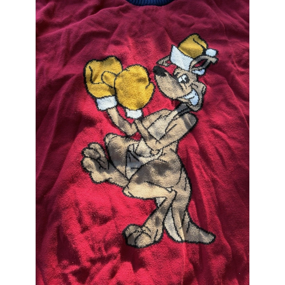 JNCO Jeans Boxing Kangaroo Colorblock Vintage Style Knit Sweater Red Yellow‎ S - Picture 3 of 6